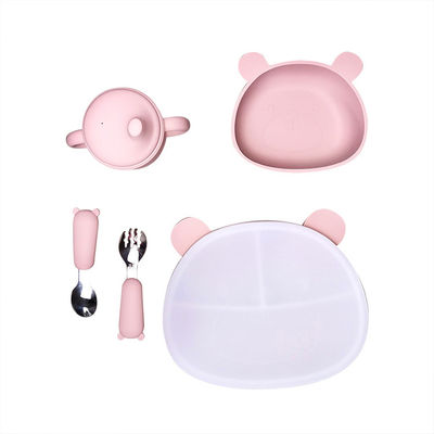 خرید سرویس تغذیه کودک سیلیکونی شکل خرس 6 عدد کاسه مکش بدون BPA با درب online manufacture