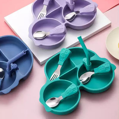 خرید ظرف غذای قابل حمل مکش سیلیکونی MHC Kids بشقاب کودک با نی online manufacture
