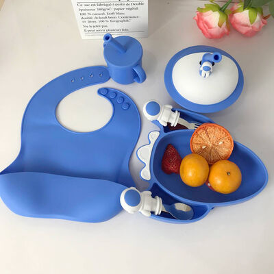خرید ست زیرانداز سیلیکونی برای تغذیه نوزادان، درجه غذایی، بدون BPA، سازگار با محیط زیست، ضد آب، ضد لغزش، بشقاب، کاسه، قاشق online manufacture