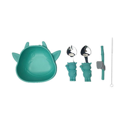ست تغذیه کودک سیلیکونی قابل استفاده مجدد Imp Shape کاسه بدون لغزش Bpa سفارشی