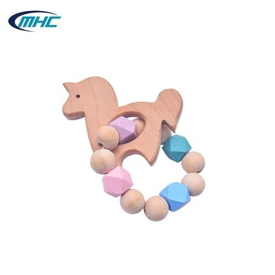دندانه سیلیکونی چوبی مهره کودک با شکل دست ساز پونی به راحتی تمیز کردن سفارشی