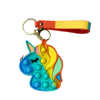 OEM ODM Kids Silicone Fidget Toys, Rainbow Unicorn Popper Purse