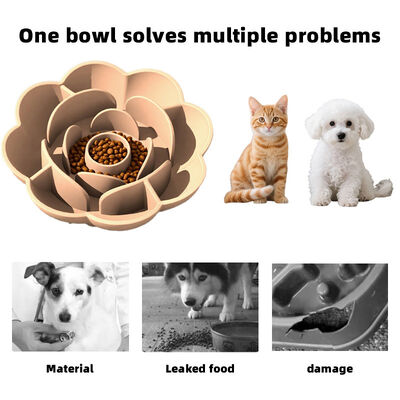 Durable Anti-Swallowing Dog Slow Feeder Bowl Silicone Suction Cup Puppy Bowl Rose Shape Pet Feeder Travel Cat Food Dispenser